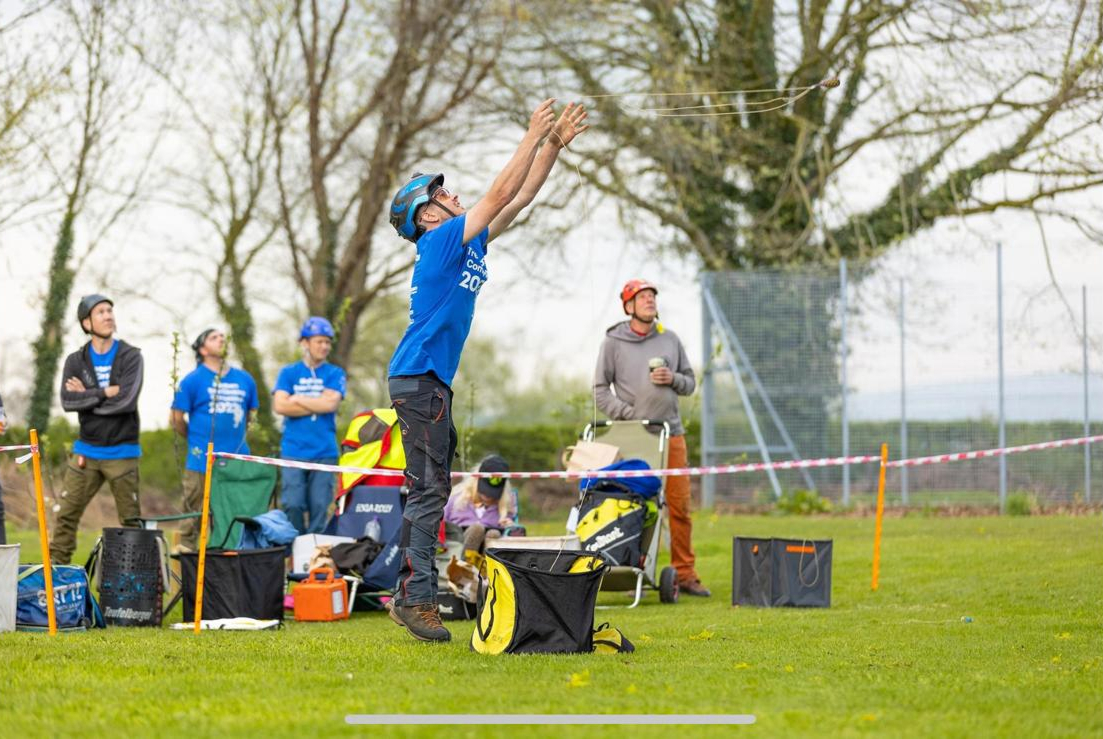 Competition climbing action